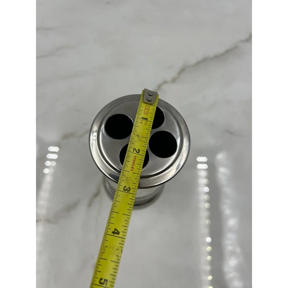 Toothbrush Holder 4 Slot Bath Silver Tone Mother of Pearl Vanity Decor